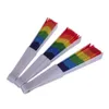 Fällbara färgglada handfans Art Rainbow Held Fan Summer Accessory for Birthday Wedding Decoration Party Favor Gift ZZD8870