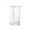 Vaser nordiska enkla japanska transparent fyrkantiga glas vas grossist vardagsrum blommor skrivbord dekoration