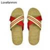 Тапочки натуральное льняное летнее домашнее сандалии среди женщин в помещении для мужчин женское унисекс весенние и осенние пары приземляются гости льняной не-SLIP525
