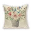 Pillow Farmhouse Decoração da casa Sala de estar S Vintage Nordic Decorative Covers Flower Floral Throw 45 Linho