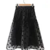 Jupes d'automne polka dot rétro plissé haute taille corps mince organza flatteur de jupe noire streetwear doux et élégant