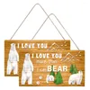 Decorative Figurines 2 Sets Wooden White Bear Sign Bedroom Decore Wall Household For Office Door Porch