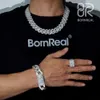 Pass Diamond Tester Ice Out Baguette Moissanite Hip Hop Sier Schmuckset Kubanische Verknüpfungskette Armbänder Halskette und Ring für den Menschen