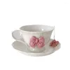 Mugs Simple Ceramic Mug Bow Tie Decorative Cup And Saucer Set Dining Room Desktop Afternoon Tea Coffee Cups Modern Home Decoration