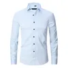 Affärsformell skjorta mäns långärmad klänningskjortor elegant klädkvalitet fritid ren färg knappblus mode icke-järnhome casual stretch tops s ~ 8xl