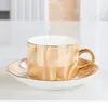 Muggar European Style Coffee Cup and Saucer Set Simple Elegant Modern Light Luxury Ceramic Tea med