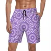 Shorts masculinos Lavanda Mandala Placa de verão Purple e estampa branca Teal