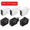 LED Typ-C 20W PD und QC 3.0 Fast Wall Phone Ladegerät mit US EU UK-Stecker für Pro x 11 12 Xiaomin Huawei Mobile Handyadapter