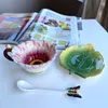 Mokken Europees kleurrijke madelief Daisy keramische koffiebeker Franse middag camellia thee zwarte schotel lepel set creatieve geschenken