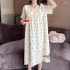 女性用スリープウェア女性コットンナイトガウンホーム服の女性半袖プラスサイズパジャマ妊娠ナイトドレスm-6xlウェア