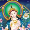 Douche gordijnen groen dulafuzu thangka luminositeit witte tara koo koo kwang boeddha moeder boeddhistische figuur en vloermatten