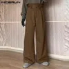 Calça masculina incerun 2024 calças de calças coreanas moda moda crossover crossover design de streetwear long straight perna straight pantalons s-5xl