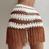 Sexig Tassel Beach Dress for Women Swimders Crochet Patchwork Swim Skirt Woman Hollow Out Fashion Beachwear