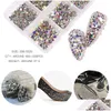 Nail Art Decorations 6 Grids SS6-SS20 RHINESTONS CRISTALES COLOR MIXE COULEUR PLAT BOIND AB PORCELAINE BLANC Champagne 3D Nails Decoration Drop Otst1