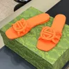 Designer Sandaler Kvinnors tofflor Gummi tofflor Kvinnor Flat Beach Jelly Orange Summer Autumn Mules Outdoor Waterproof Luxury Sandals 02