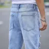 Jeans de 9 pontos da primavera, calças de pernas pequenas coreanas e coreanas, calças rasgadas masculinas, calças masculinas e outono da primavera e outono