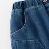 Shorts Boys Summer Jeans Solid Color Fashion Trendy Cutting Pants Childrens Jeans Shorts Elastic Waist Casual Childrens ShortsL2405L2405