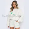 Diseñador Mujeres Spares de pistas blancas Dos piezas Sets cortos de sudor Sweats Sweet Sabyas con sudadera con sudadera Camiseta suelta Camiseta Sport Woman Sport S-XXL