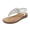 Sandali 2024 Fashion Fashion's Flat Sinestones Sexy Outdoor Beach Shoes Summer Ladies Comfort Casual Tide