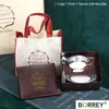 Mugs Borrey Quality Bone Porcelain Coffee Cup Saucer Spoon Set Luxury Ceramic Mug Cafe Party Afternoon Teacup and Present Box
