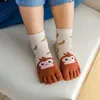 Kindersocken 1 Paar Tiercartoon Fünf Finger Socken Strumpf Zehen Socken für Kinder Mädchen Jungen Winter Baumwollsocken süße Socken D240513