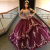 Belle tenue bordeaux robes quinceanera