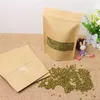 Kraft Paper Zelfafdichting Ziplock Bag Tea Noot Droog Fruit Voedselverpakkingszakken Herbruikbare vochtbestendige verticale zak met transparant ZZ