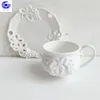 Mugs Embossed Flower Coffee Cup Compact Tea Dish Cover Solid Color Three-dimensional Plant Small Exquisite Gift