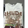 Rhude RH Designers Mens Rhens Embroidery TシャツsummerメンズトップレターポロスシャツレディースTシャツ