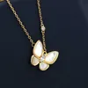 Bijoux de créateurs Luxury Vanca Accessoires Natural Mother Shell Shell Luxury Candarbone White Mother Butterfly Femme 925 Silver Rose Gold Pendant Collier