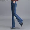 Jeans féminins 2024 Automne Korean Style Vintage Highwaist Slim Tassel Jean Long Boot Cut Trend Femmes Fared Pant Streetwear Harajuku