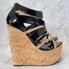 Sukeia Handmade Women Summer Platform Sandals Cork coin talons rond Toe Elegant Black Party Shoes Ladies US plus taille 5-15