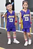 2324 Boy Girl Lakers 23 Jerseys de Basquete Crianças Conjunto de Jersey Primary Jersey Game Treinamento de Treinamento de Treinamento 240511