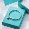 S925 Silver Tiffanyjewelry Heart Pendants Bracciale blu Bracciale smalto Love Buddha perle Ornament Female