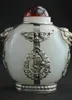 Chinese Vintage Collectibles Handwerk Wit Jade Armored Dragon Leo Snuff Bottle8786728