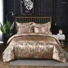 Beddengoed sets luxe 2/3 stcs jacquard set satijnen dekbedovertrek 1 quilt 1/2 kussencases us/eu/ausize gouden king size