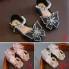 Sandals Summer Kids Girls Sandals Sequins Fashion Righestone Bow Girls Princess Shoes Child Girls Flatsl240510