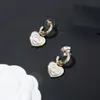 Luxury Designer Earrings Stud High Quality Women Brand C-Letter Copper Crystal Heart Earring Loop Drop Party Wedding Jewelry Christmas Gifts