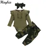 Conjuntos de ropa 3 piezas de ropa de camuflaje Juego de ropa recién nacida Jumpsuit de manga larga+Niño para niños pequeños Set de primavera/verano 0-18 meses de edad L2405