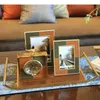 Frames en cuir Gold Po chambre à coucher table de lit de chevet de mariage anniversaire images frame de bureau décoration ornements vintage décoration intérieure
