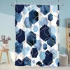 Rideaux de douche Blue Geométric Hexagonal imperméable Tabrics Bathroal Curtain de salle de bain avec crochets 180x200cm d'écran de bain Toilette