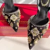 Sandali Primavera/estate puntato con paillettes diamantato a maglie scarpe singoli tacchi alti abiti da banchetto di grandi e piccole donne