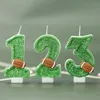 5st Candles Football Childrens Födelsedagsljus 0-9 Nummer Gröna gnistrar Födelsedag Soccer Rugby Candle For Boy Party Cake Topper Decoration