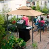 Carpas y refugios 8 x 5 terraza de barbacoa al aire libre con 2 luces LED (caqui) Mesh Sunshade para dosel de jardín plegable Tentq240511