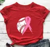 Dames T-shirt Y2K Short Slves T-shirt Baseball bewustzijn Ribbon Womens