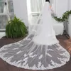 Hochzeitshaarschmuck V67 Brautschleier Langkathedrale Stil Spitze bestickter Patche Hochzeitsschleier 1 Tier Brautdrerss Accessoires für Braut