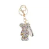 Keychains Lanyards Creative Full Rhinestone Crystal Keychains Lederen band Key Chain For Women Handtas Charm Hanger Auto Key Ring Fashion Beyrings T240509