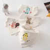 Bibs Burp Cloths Cartoon embroidered printed triangle scarf pure cotton baby bib baby bib button food grade Saliva towel absorbent fabric d240513