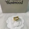 Designer New Westwoods Belt Head Saturn Anneau pour les femmes de haute qualité et de petite forme à double format Nail diamant étincelant en couches