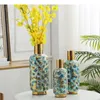 Vases Marble Texture Ceramic Vase Golden Stripe Flower Pot Flowers Arrangement Ornaments Desk Decoration Home Decor Modern